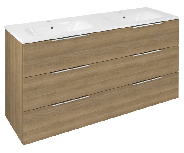 Sapho Cirasa Umyvadlová Skříňka 139,6x75x46cm, 3x Zásuvka, Dub Cuneo