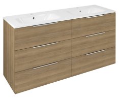 Sapho Cirasa Umyvadlová Skříňka 139,6x75x46cm, 3x Zásuvka, Dub Cuneo