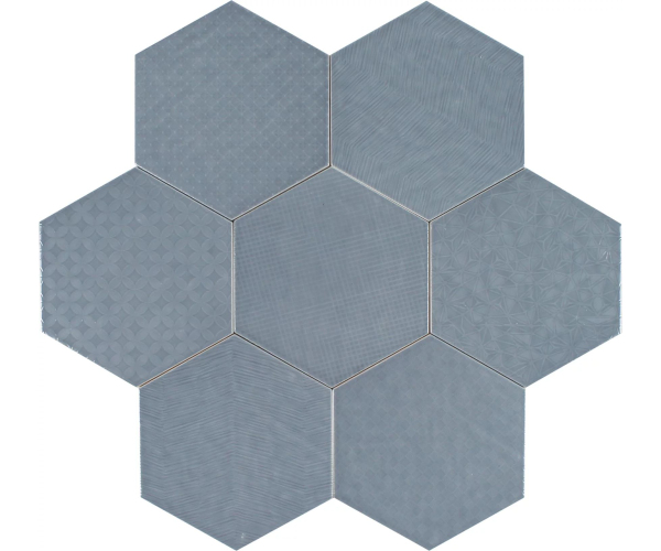 Retro dlažba Deceram Albatross Hex Deep Sea 17,5x20,2 Deco Random MIX - modrá (skladem)