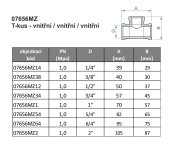 T - Kus, Vnitřní/vnitřní Závit - Mosaz - 6/4" 07656MZ64