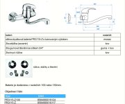 Dřezová Stěnová Baterie S Tvarovaným Plochým Ramínkem, Rozteč 150 Mm, Klik-klak - Chrom - Perla PR3115-Z