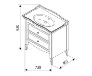 Sapho Retro Umyvadlová Skříňka Buk 73x80x46,5cm, Umyvadlo Antik 80cm