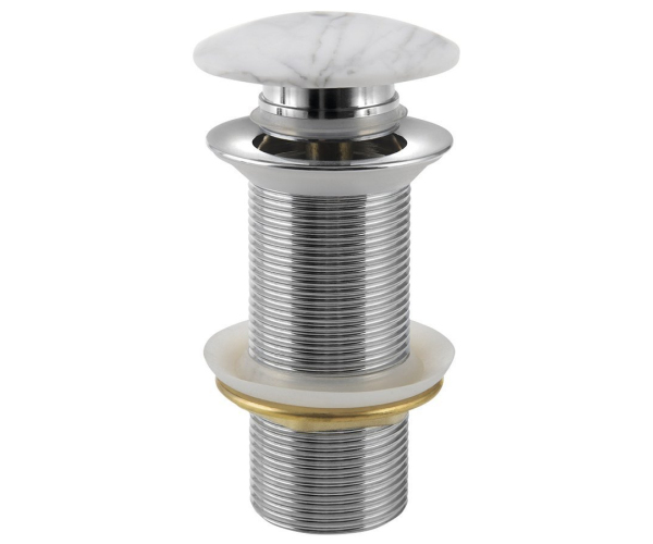 Sapho Blok Umyvadlová Výpust 5/4“, Click-clack, Zátka Bílá Carrara, Mat