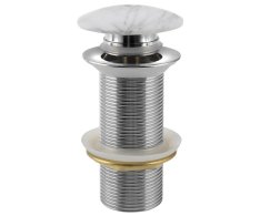 Sapho Blok Umyvadlová Výpust 5/4“, Click-clack, Zátka Bílá Carrara, Mat