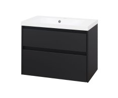 Mereo Opto, Koupelnová Skříňka S Umyvadlem Z Litého Mramoru 81 Cm, černá