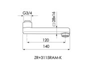 Ramínko Pákové Baterie Zr 3115/k - 120mm ZR+3115RAM-K