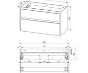 Mereo Opto, Koupelnová Skříňka S Keramickým Umyvadlem 101 Cm, Bílá/dub Riviera