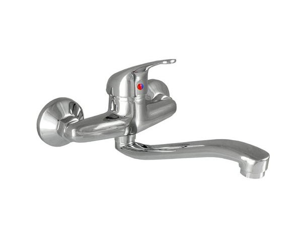 Dřezová Stěnová Baterie S Tvarovaným Plochým Ramínkem, Rozteč 150 Mm - Chrom - Forum