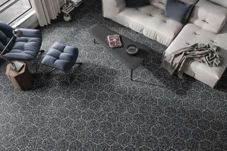 Tmavá dlažba s vloženými barevnými "kamínky" Dark Colors Hex (Codicer Venice)