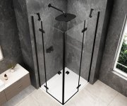Polysan Globe Black Obdélníkový Sprchový Kout 1200x800mm, Rohový Vstup, čiré Sklo