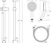 Sprchový set 922.00 - 922.00CR Sprchový set - ruční sprcha, tyč 66,5 cm, hadice, chrom X07S003
