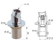 Sapho Sprchová Průchodka Na Okraj Vany S Mezikusem F1/2"-m15x1, Chrom