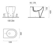 Gsi Tono Bidet Stojící 36x53cm, Creta Mat