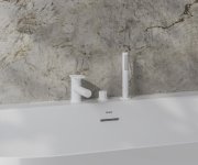 Vanová baterie na okraj vany Spring, 3-otvorová - SG 026.10WHM Vanová stojánková 3-otvorová baterie se sprchovým setem, bílá matná X070570