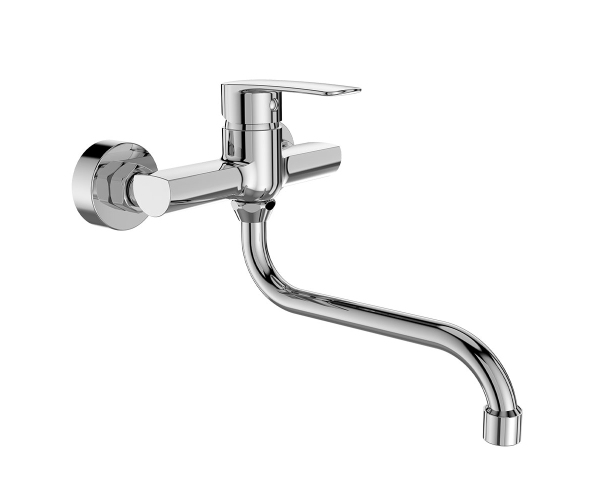 Mereo Dřezová Nástěnná Baterie, Pego, 150 Mm, S Ramínkem Trubkovým ø 18 Mm - 200 Mm, Chrom