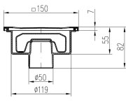 320xn-pv Neptun Spodní D50/82, Vodní Hladina, Nerezová Mřížka 150x150mm 04880-PV50NX-82