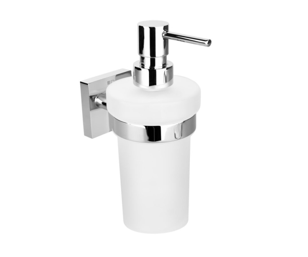 Sapho X-square Dávkovač Mýdla 230ml, Mléčné Sklo, Chrom