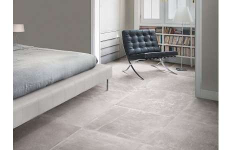 Dlažba Piemme Uniquestone Titanium v minimalistické ložnici