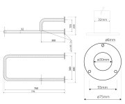 Sapho Handicap Opěrné Madlo Levé 760mm, Nerez Lesk
