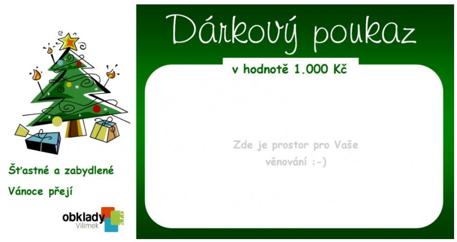 Realizace Dárkový poukaz na nákup obkladů a dlažeb