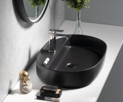 Isvea Infinity Oval Keramické Umyvadlo Na Desku, 60x40cm, černá Mat