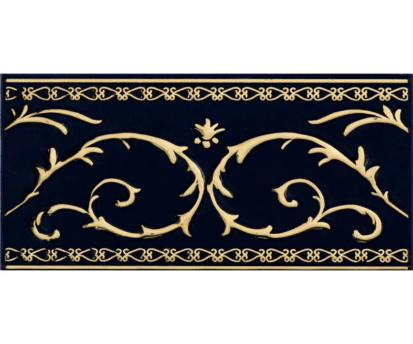 Retro listela Petracers Grand Elegance Gold Narciso-B oro su blu 10x20