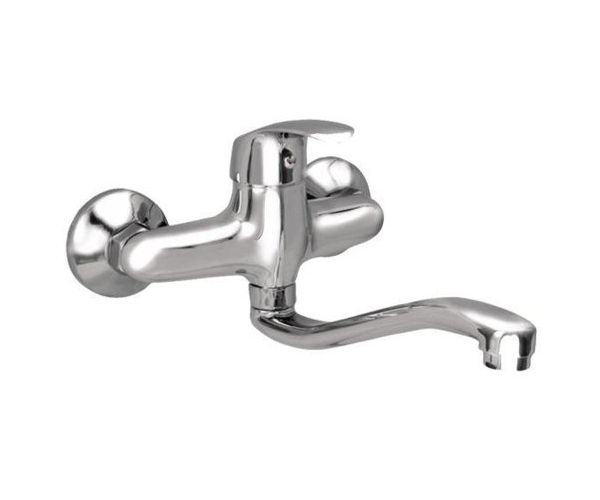 Dřezová Stěnová Baterie S Tvarovaným Plochým Ramínkem, Rozteč 150 Mm - Chrom – Zora