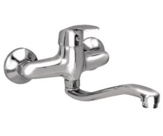 Dřezová Stěnová Baterie S Tvarovaným Plochým Ramínkem, Rozteč 150 Mm - Chrom – Zora