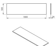 Sapho Plato Deska Rockstone 1800x24x500mm, Bílá Mat
