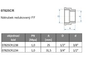Nátrubek Redukovaný Vnitřní Závity - Chrom - 1/2" X 3/8" 07825CR1238