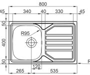 Dřez Okio 800, Matný Povrch, Tloušťka 0,7 Mm, Včetně Sifonu (rd0211110) A 3 1/2"sítkového Ventilu S-RDOKM8005007V