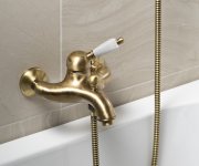 Sapho Kirké White Nástěnná Vanová Baterie, Bílá Páčka, Bronz
