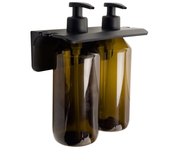 Gedy Grouper Dvojitý Dávkovač Tekutého Mýdla Na Zavěšení, 2x500ml, Hnědá