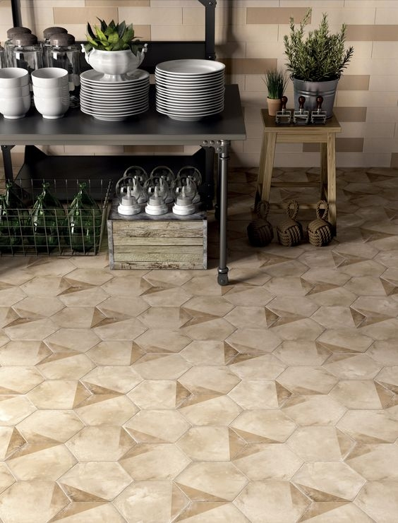 Realizace Stylová retro dlažba Marca Corona Terra Esagono Porziono C