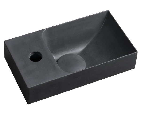 Sapho Piccolino Betonové Umývátko 30,8x17cm, Baterie Vlevo, Antracit Mat