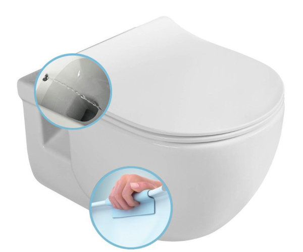 Sapho Brilla Cleanwash Závěsná Wc Mísa S Bidetovou Sprškou, Rimless, 36,5x53cm, Bílá