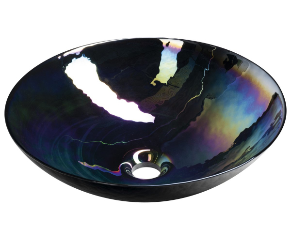 Sapho Decora Nero Murano Skleněné Umyvadlo Na Desku, Průměr 41cm, černá