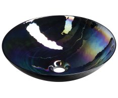 Sapho Decora Nero Murano Skleněné Umyvadlo Na Desku, Průměr 41cm, černá