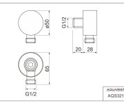 03888c - Round - Stěnová Přípojka Pro Sprchovou Hadici, Kovová AQS32101