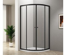 Aqualine Arleta Black čtvrtkruhová Sprchová Zástěna 800x800mm, čiré Sklo