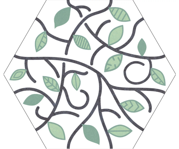 Retro dlažba Codicer Ivy Green 22x25 Hex