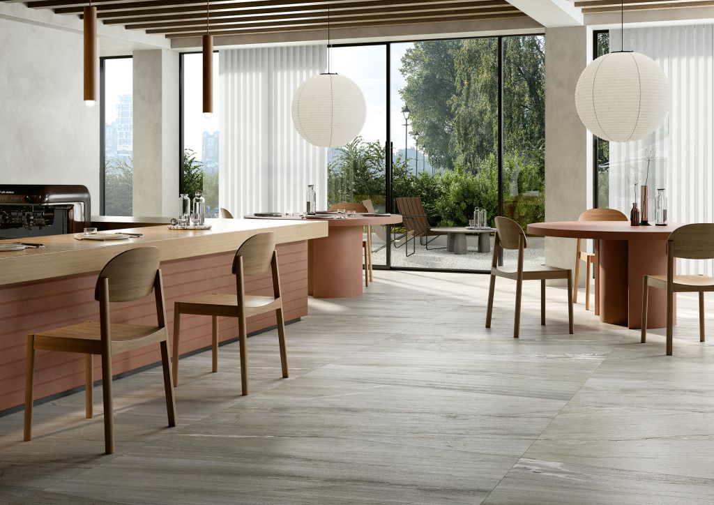 Realizace Restaurace s podlahou Winter Green ze serie Coem Crystal
