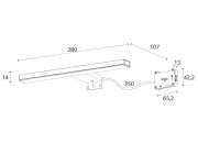 Sapho Esther 2 Led Svítidlo, 6 W, 280x14x107 Mm, Ip44, černá