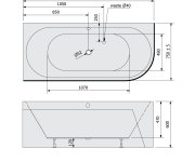 Polysan Viva L Monolith Asymetrická Vana 170x75x60cm, Bílá/černá