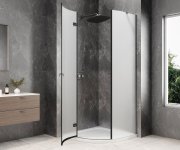 Polysan Globe Gun Metal čtvrtkruhový Sprchový Kout 900x900mm, Matné Sklo, Levé