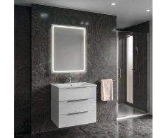 Sapho Set Koupelnová Skříňka Cirasa 60cm S Umyvadlem A Led Zrcadlem, 3x Zásuvka, Bílá Lesk
