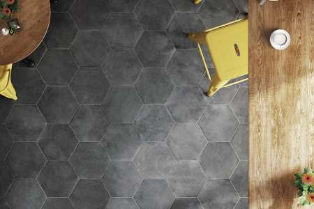 Černá dlažba Equipe Urban Hexagon Dark 29,2x25,4 - oblíbený tvar hexagon