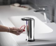 Aqualine Bezdotykový Dávkovač Mýdla Na Postavení, 240ml, 74x184x113mm, Nerez Lesk