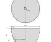 Polysan Avelor Volně Stojící Vana Litý Mramor ø115x55cm, Bílá Mat