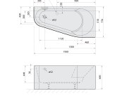 Polysan Projekta R Monolith Asymetrická Stojící Vana 156x77x60cm, Bílá/černá